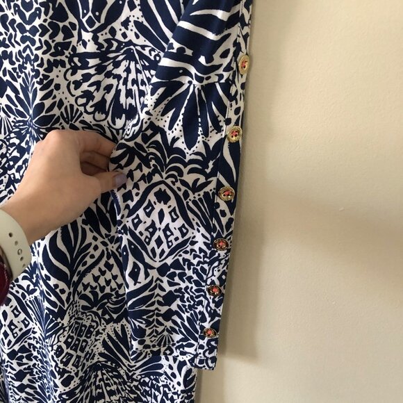 Lilly Pulitzer Blue White Cotton Shell Pattern Dress Sundress XS - Picture 6 of 13
